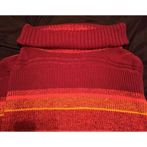 Free People Close to Me Red Turtleneck Sweater Flare Fringe Sleeve Size Large - Picture 7 of 13